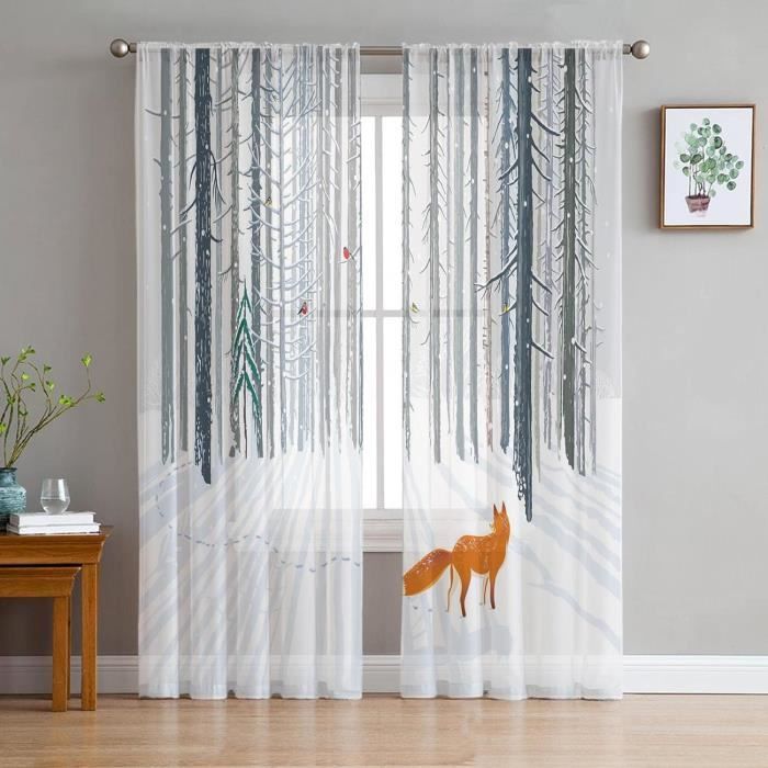 Rideau Occultant Thermiques Renard Enfant Animaux de la Forêt - Lot de 2 Rideaux Imprimé pour Salon Chambre Fenetre Cuisine, Rideaux et Draperies Intérieurs à Oeillets, 110x215 cm (LxH