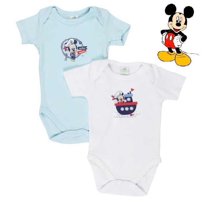 Lot de 2 bodies bébé garçon Mickey marin de Disney Baby 3 mois