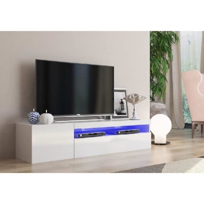 Dmora Meuble TV Roberto Buffet bas de salon avec 2 portes base meuble TV 100% Made in Italy cm 150x40h37 Blanc brillant Dmora Meuble TV Roberto Buffet bas de salon avec 2 portes base meuble TV 100% Made in Italy cm 150x40h37 Blanc brillant