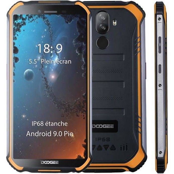 Top achat T&eacute;l&eacute;phone portable Smartphone 4G Etanche DOOGEE S40 5.5" 3Go +32Go 4650mAh Batterie  Android 9.0 Téléphone portable Débloqué - Orange pas cher