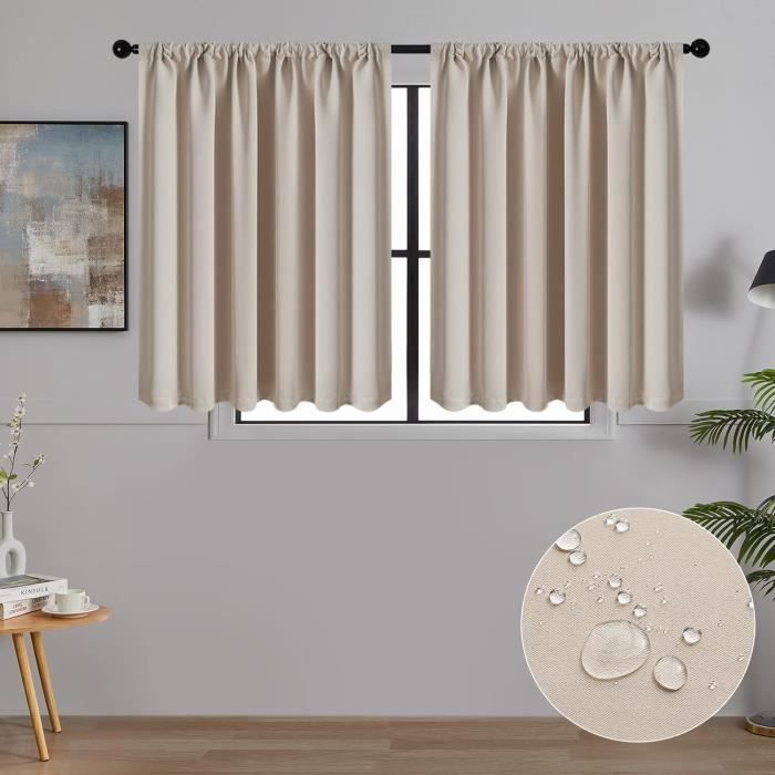 Rideaux Courts Occultants Thermique Beige Pour Petites Fenêtres De ...