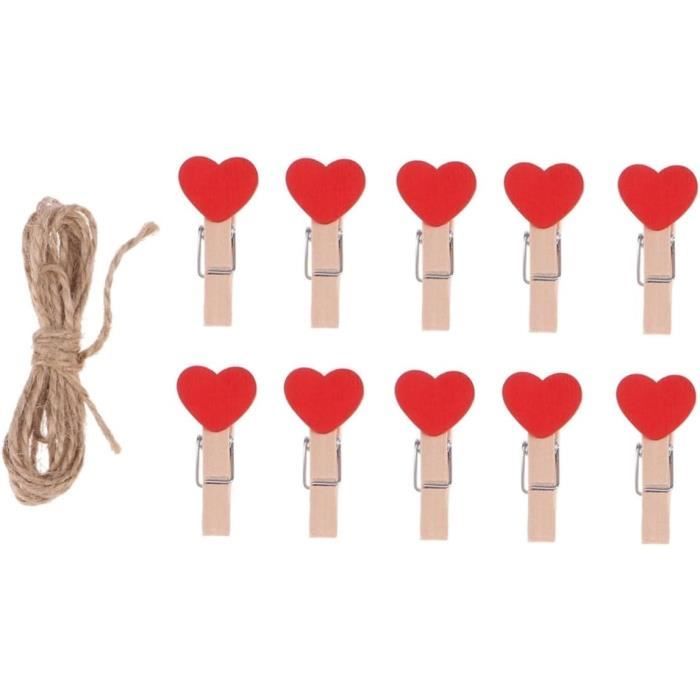 100 Pinces à Linge Miniatures En Bois Cœur Blanc - Pour Décoration, Mariage, Photos, Bricolage - Lot De 100