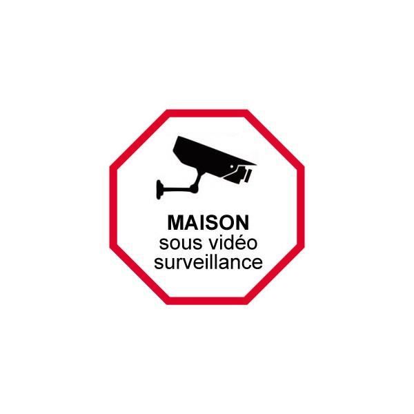 Autocollant Maison sous vidéo surveillance alarme 2 Taille 10x10 cm