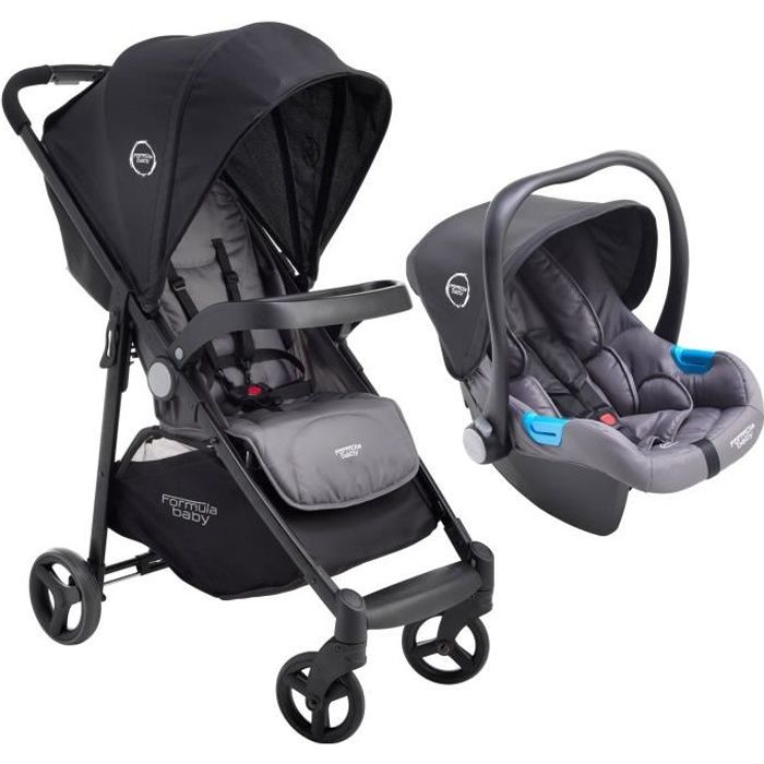 FORMULA BABY Duo Poussette + Siège auto - Groupe 0+ (0-15kg) coloris charbon