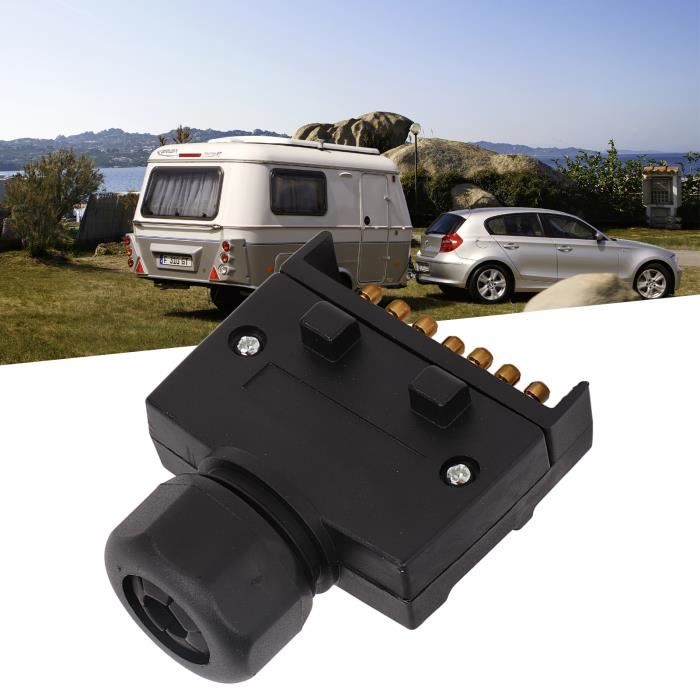 Adaptateur Prise Remorque 7 Broches 12V Type N - Pour Voiture, Remorque, Caravane, En Plastique Noir
