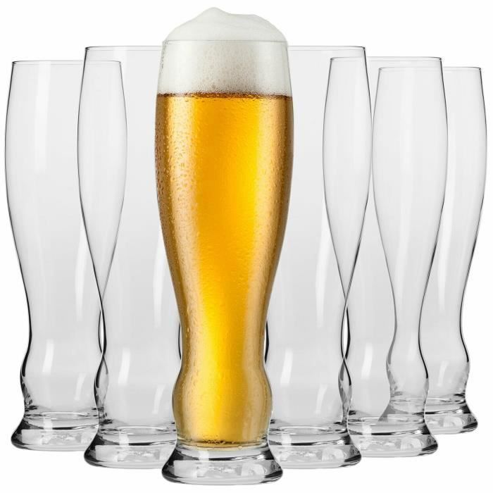 Lot De 6 Chopes à Bière Glasmark Krosno 1992 - 700 Ml, Fond étoilé, Transparentes, Lavables Au Lave-vaisselle