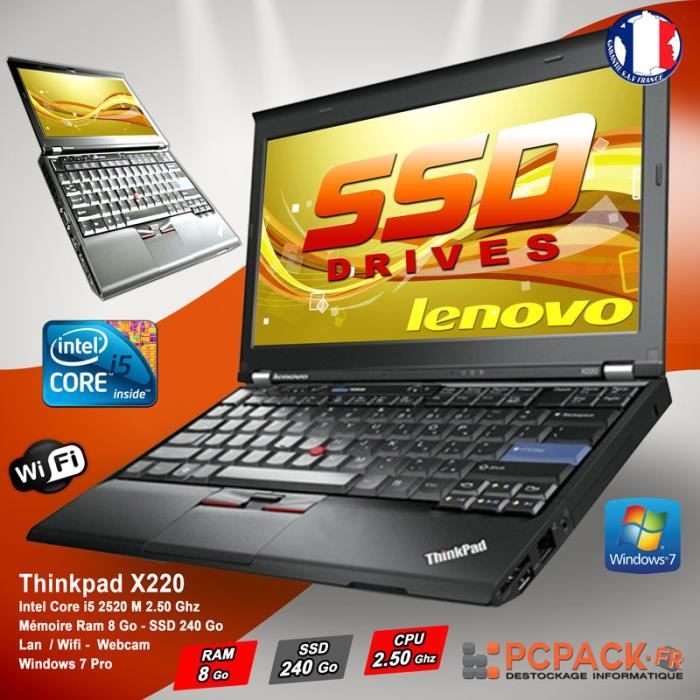 Top achat PC Portable LENOVO X220 i5 8G SSD 240G WIFI Win7 pas cher