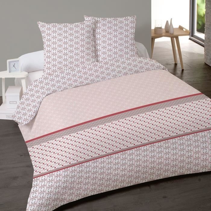 Housse De Couette 220x240 Coretta Rose 2 Taies Blanc Rose Achat Vente Housse De Couette Seule Cdiscount