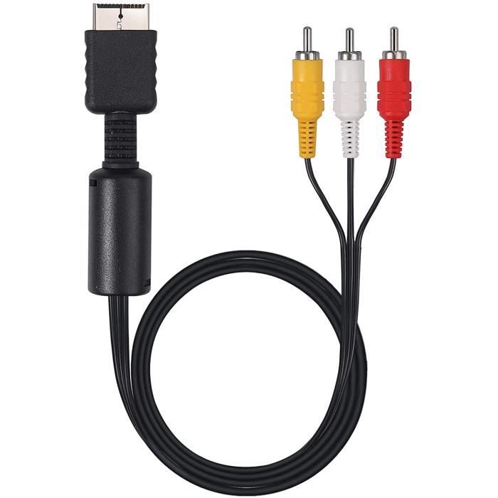Link-e : Cable de Remplacement AV RCA Audio Video Compatible avec les Consoles SONY PLAYSTATION PS1, PS2 et PS3
