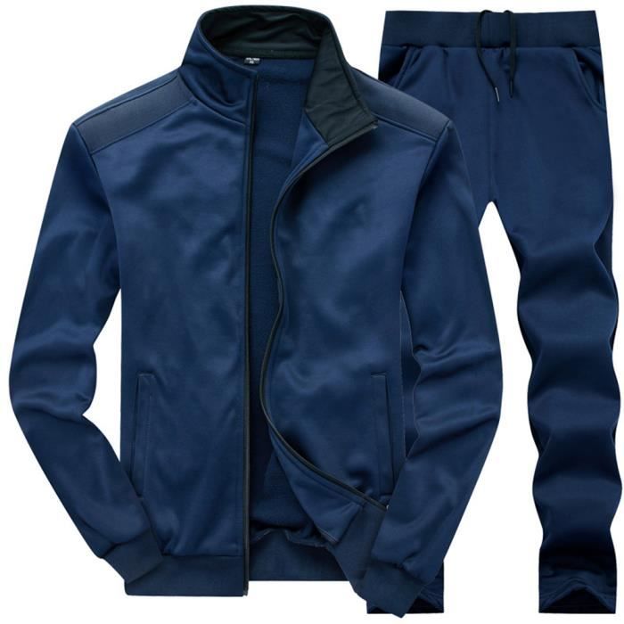 Survêtement Ted Lapidus (pantalon + Veste) - Taille M, Couleur Gris Bleu, Polyester - Occasion Très Bon état
