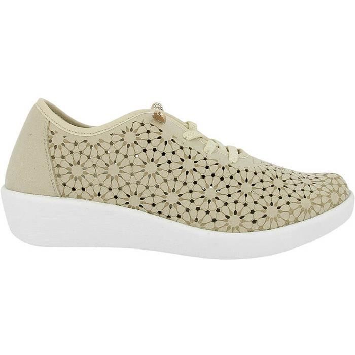 DOCTOR CUTILLAS Chaussure de sport femme - DOCTOR CUTILLAS - New York 38472 - Cuir - Lacets - Platine - Beige