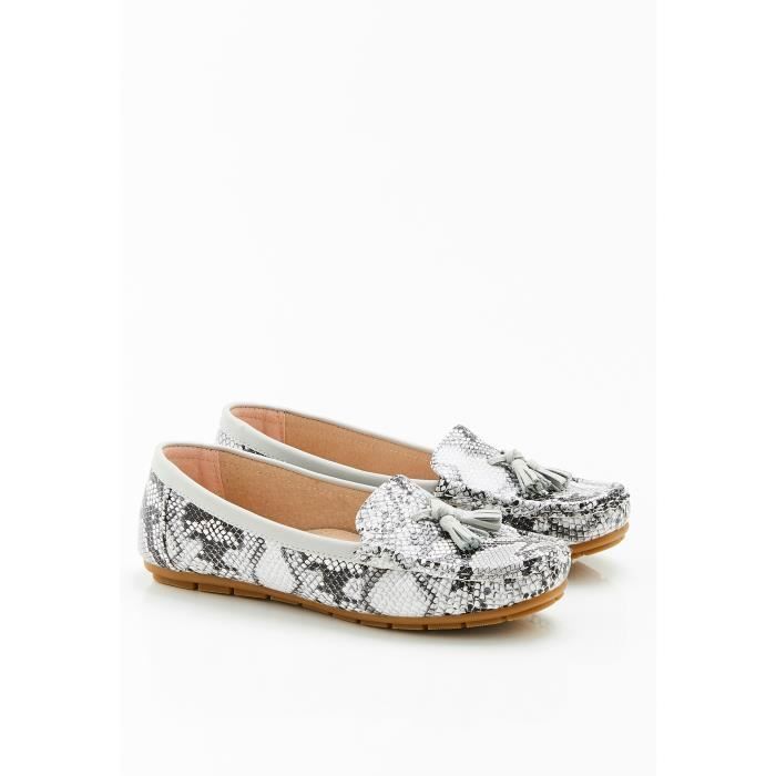 Mocassins Femme Damart - Imprimé Animal, Cuir Vachette - Semelle Antidérapante Avec Soutien Plantaire