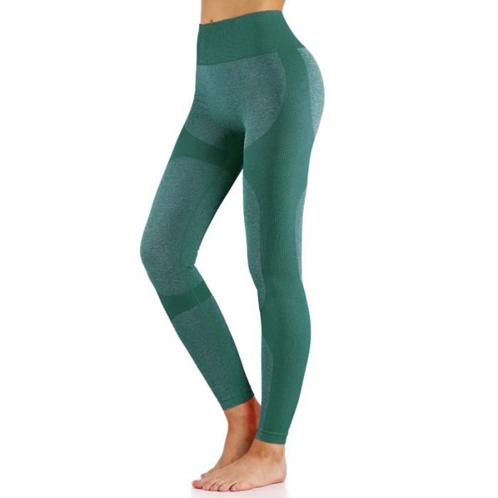 E T Legging Femme Pantalon Yoga Sport Fitness Longue Taille Haute Leggings Elastiques Sculptants pour Gym Course Jogging