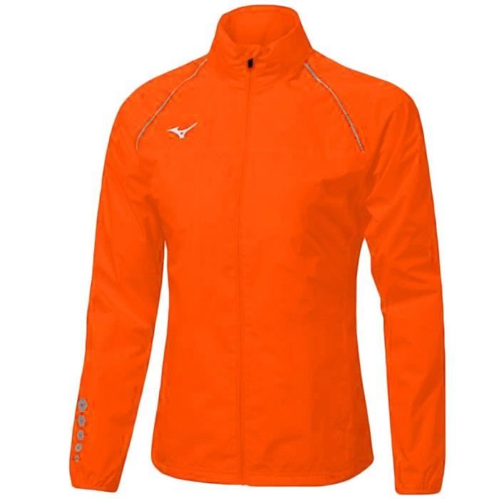 veste coupe-vent mizuno respirante et imperméable pour femme - course à pied - orange