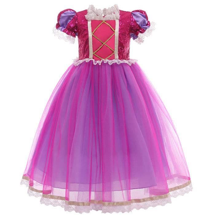 IBAKOM Costume Princesse Cendrillon Fille – Robe Tulle Pailletée Sofia Raiponce, Déguisement Carnaval Halloween Noël Avec Accessoires