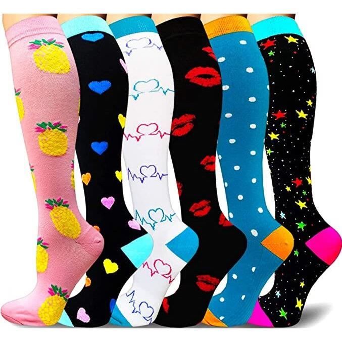Chaussettes de Compression pour femmes - Marque Type 6 PAIRS E - Blanc - Multisport - Running