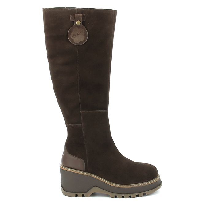 Bottes Kick Walkside KICKERS Femme Cuir Lacets Marron