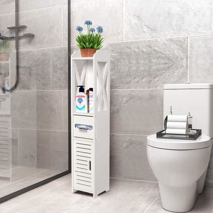 Serviteur WC, Support de papier toilette pour petite salle de bain avec porte-rouleau de papier toilette, Blanc