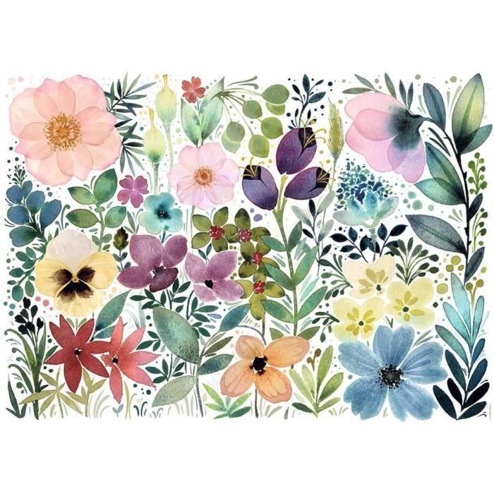 Puzzle 1000 pièces - Nathan - L'herbier des jolies fleurs aquarellées -  Adulte - Blanc - Mixte - Cdiscount Jeux - Jouets
