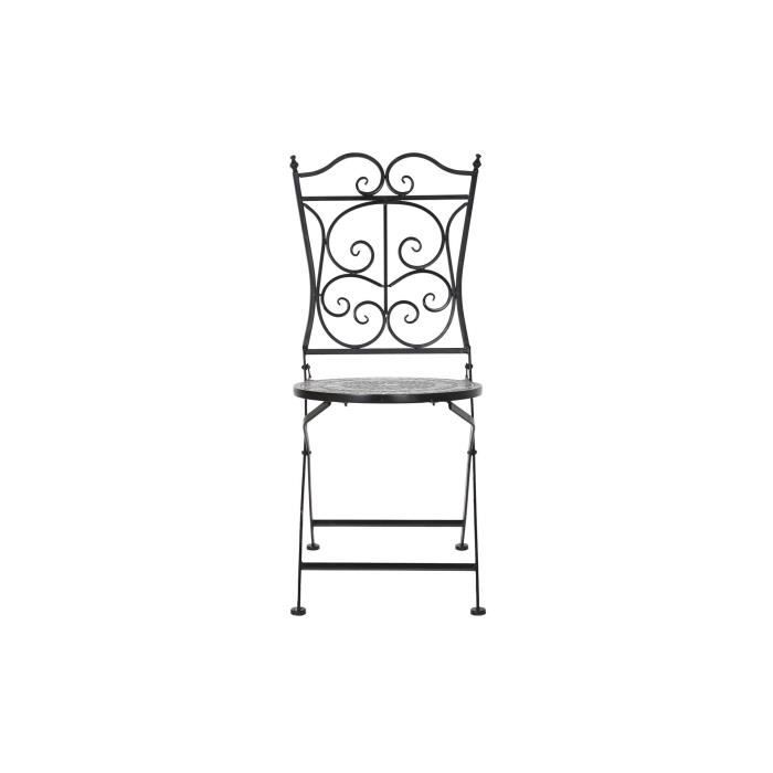 Lot de 2 chaises de jardin en fer forgé - PEGANE - Noir - Extérieur - Dimensions 39x93x50cm