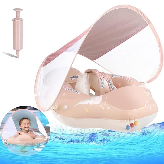 Bouée Bébé WAHAISON, Bouée pour Bébé, Siège de Piscine avec Auvent Amovible, Bouée Gonflable pour Enfants, Anneau de Natation, Piscine