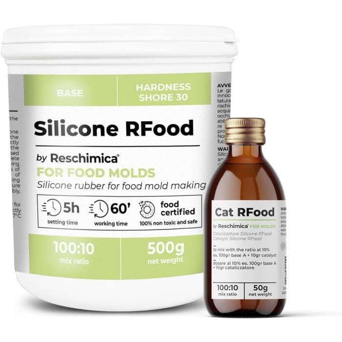 Caoutchouc silicone alimentaire R FOOD, idéal pour les moules de cuisine, silicone non toxique et facile à utiliser (500 gr)