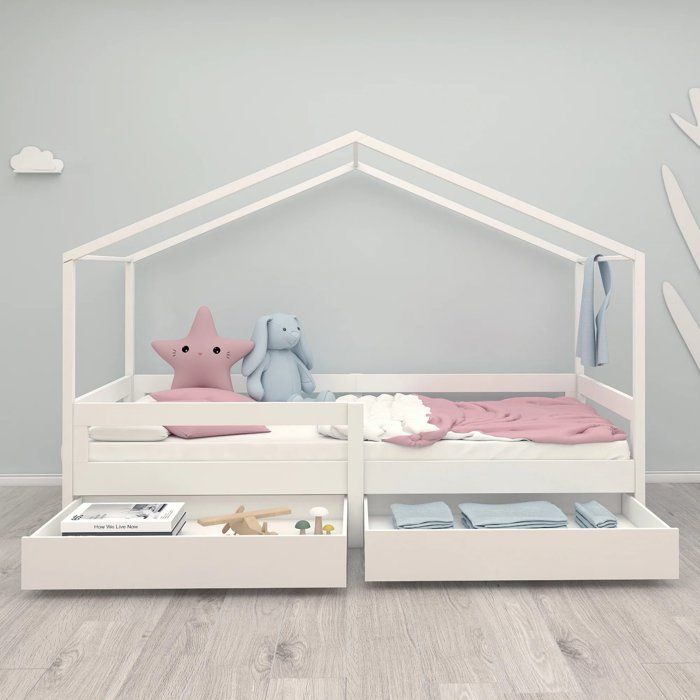 Lit cabane évolutif 90 x 200 cm ROBA Collection Cabane Bois massif laqué