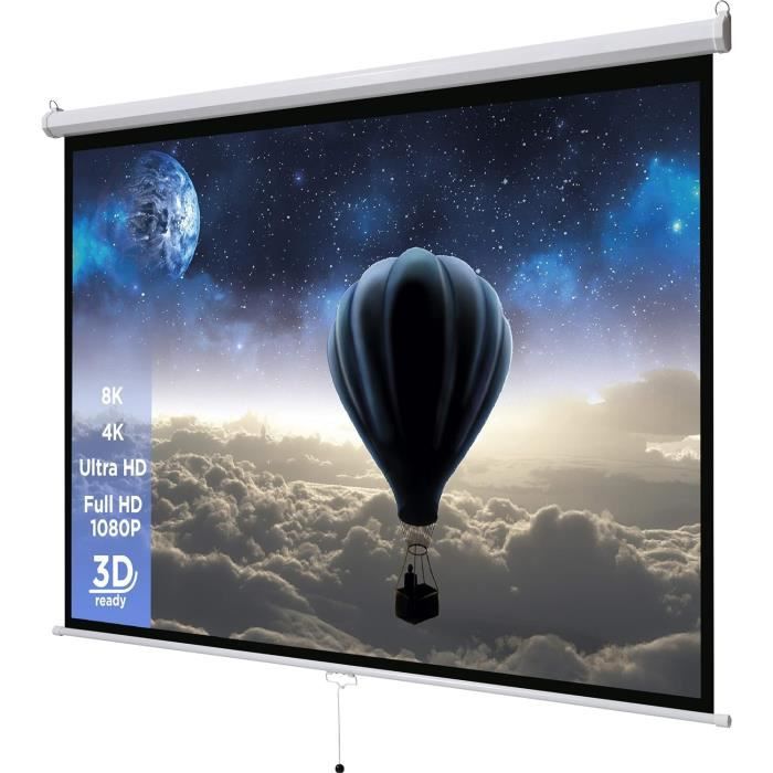 Écran De Projection Manuel 16:9 - Toile Fibre De Verre, 40 Pouces, Fixation Mur/plafond, Anti-plis
