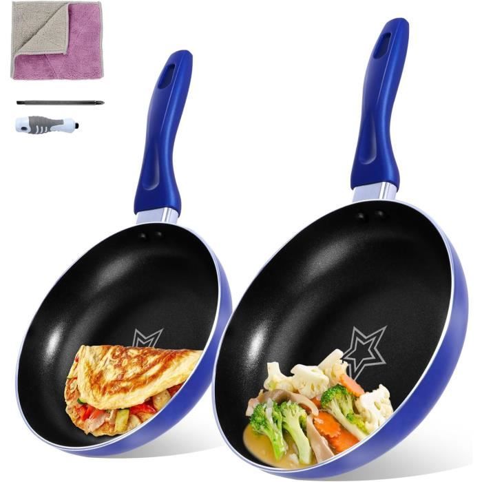 Poêles À Frire 2 Pcs, 20 Cm Et 26 Cm Poêle À Revêtement Antiadhésif, Sans Pfoa & Ptfe, Pour Les