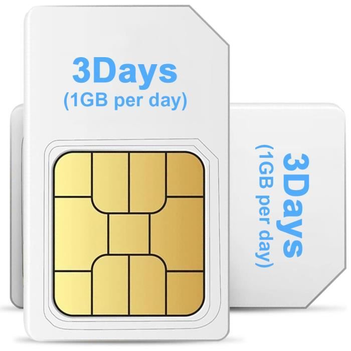 Carte SIM de données de 3 jours pour le Japon Carte de données Accès illimité Carte