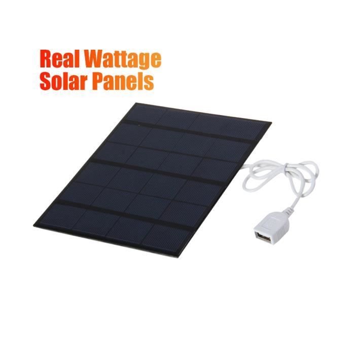 Chargeur Solaire Portable 3.5W 5V - Panneau Monocristallin - Pour Téléphone & Petits Appareils électroniques (Ventilateurs, Lampes...) - Câble USB Inclus