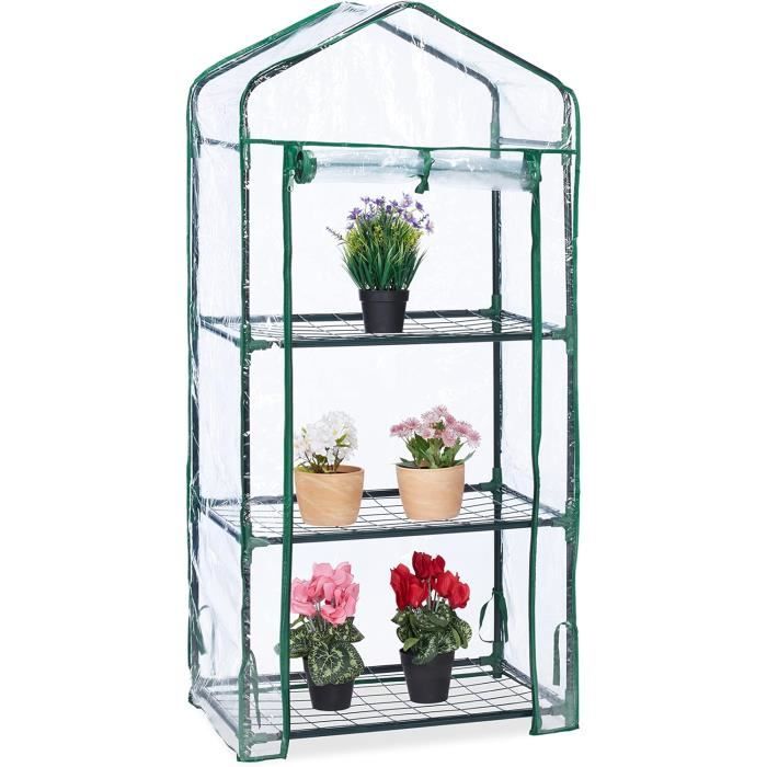 Serre De Jardin Ou De Balcon 3 Niveaux Avec Bâche PVC Transparente - 13