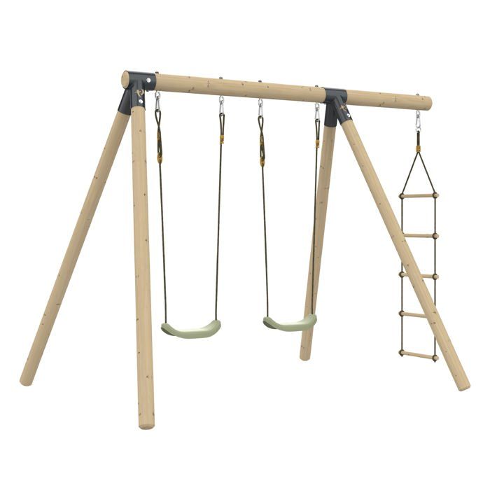 Portique 2 balançoires AMANDIER en bois H190cm marron