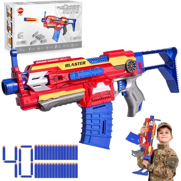 Pistolet Blaster Mousse Enfants – Foam Gun Avec 2 Chargeurs, 60 Fléchettes & Éjection Douille Réaliste