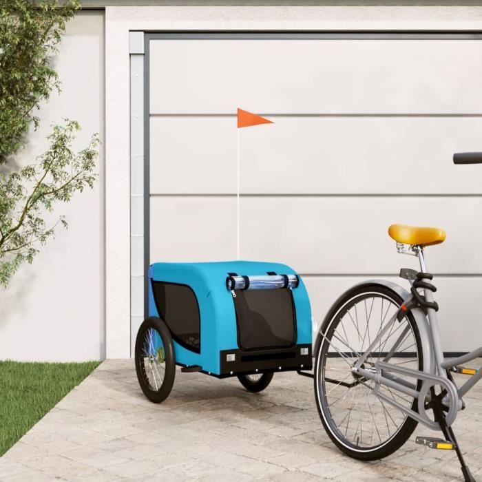 vidaXL Remorque de vélo pour chien bleu et noir tissu oxford et fer 94009