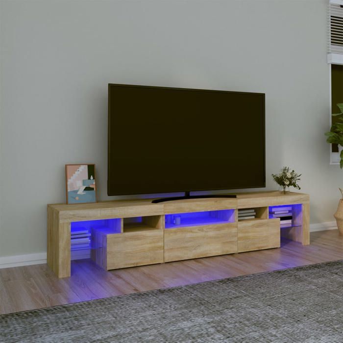 vidaXL Meuble TV avec Lumières LED Centre de Divertissement Rangement Meuble Média Meuble de Salon Salle de Séjour Maison 3152812