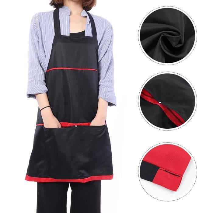 Tablier de Coiffure Haircut Styling Cape Noir à Rayures Rouges LS008