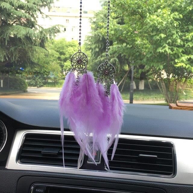 RYGRZJ Mini Attrape-rêves à Suspendre Pour Rétroviseur Intérieur De Voiture, Décoration à Suspendre, Attrape-rêves Bohème à Suspendre, Accessoire De Pendentif En Cristal, Cadeau Pour Fille (violet