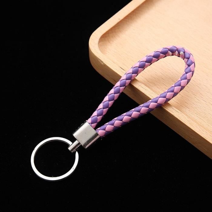 Porte-clés Tressé MytaYt - 2 Pièces En Cuir Souple Noir Et Rouge - Idéal Voiture, Maison - Homme Et Femme