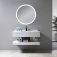 LuxuryBain - Meuble de salle de bain simple vasque 100cm effet marbre blanc et doré avec miroir led-1