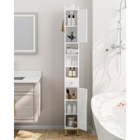 Meuble Salle De Bain étroit 20 Cm - Armoire Colonne Avec Tiroir Et étagères Réglables - Blanc 180 Cm