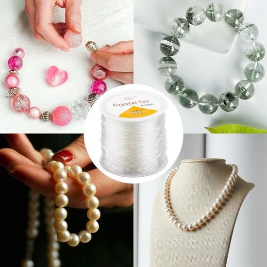 Fil Elastique Transparent pour Bracelet 1mm 100m Fil de Nylon pour  Perles,Cordon Extensible et Résistant pour Bijoux [53] - Cdiscount  Beaux-Arts et Loisirs créatifs