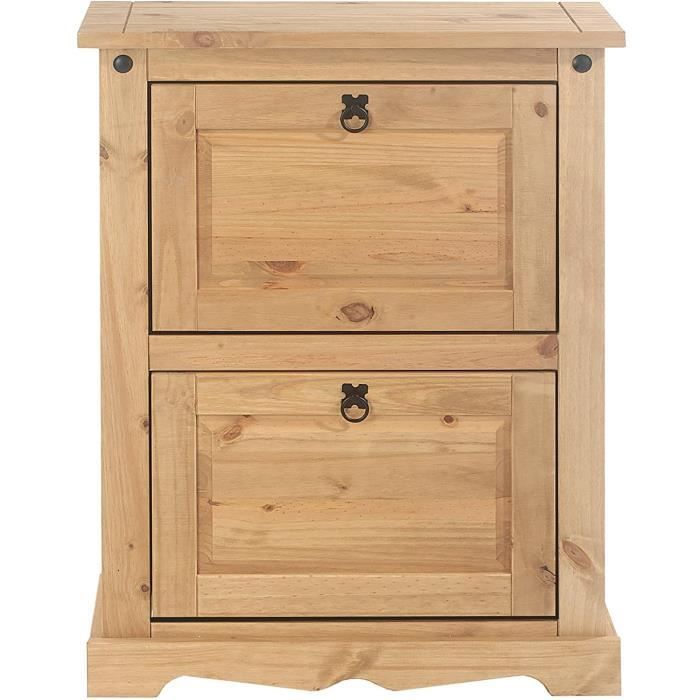 Meuble à chaussures armoire 3 portes abattants effet cannage rotin Meuble à chaussures armoire 3 portes abattants effet cannage rotin