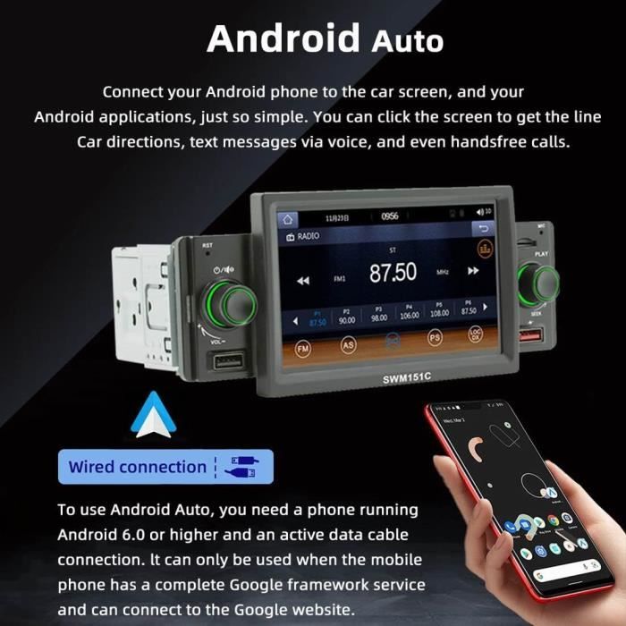 Autoradio 1Din Récepteur Stéréo Carplay 5 Bluetooth Appel Mains Libres  Écran Tactile Lecteur Mp5 Android Auto Mirror Link F[u796] - Cdiscount Auto
