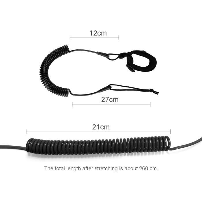 Leash Spirale Surf 10 Ft 7 Mm – Sangle De Sécurité Cheville SUP, Kayak, Planche à Pagaie | TPU Robuste
