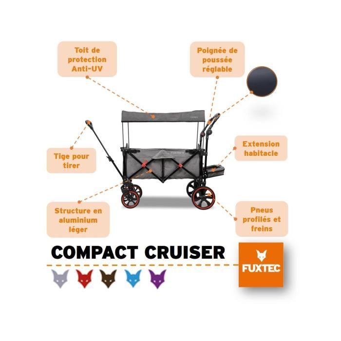 Chariot de transport enfant FUXTEC Compact Cruiser - pliable charge 75 kg -  Cdiscount Puériculture & Eveil bébé