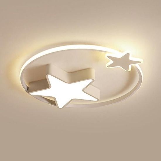 Plafonnier Enfant Étoile & Lune RRBEST - LED Dimmable, Télécommande - 3000-6000K - 40cm - Blanc