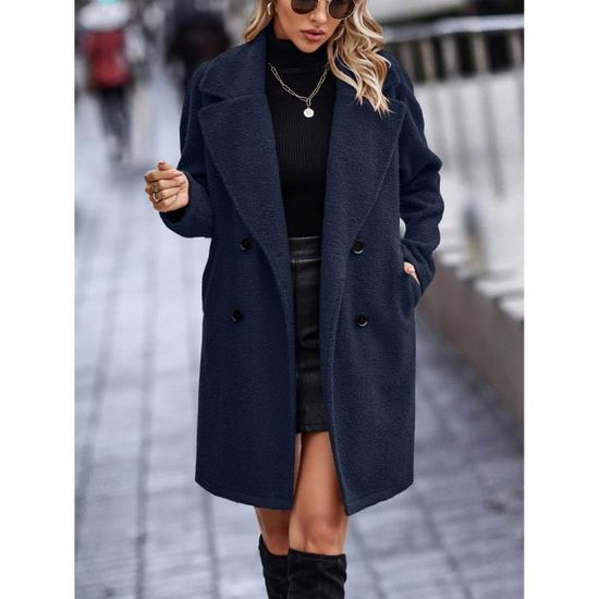 Veste Femme Manteau Femme Susenstone Laine Mélangée Double