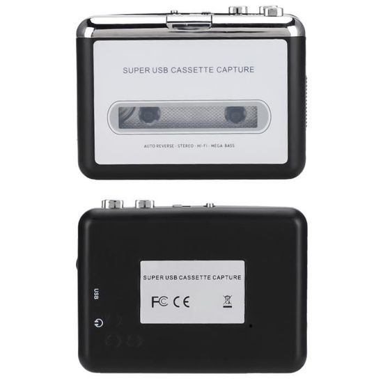 Zerone Convertisseur de Cassette Audio Portable, Cassette USB vers  enregistreur de Capture de Cassette MP3 avec Casque CD