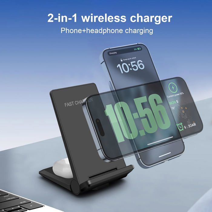 Chargeur Sans Fil Rapide, Chargeur Induction Qi Compatible Avec IPhone 14/13/12/11/ Pro/XS Max/XR/XS/X/8,AirPods ,Samsung Galaxy - Téléphonie